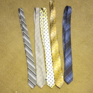 Elegant Men's Tie Set - Blue, Gray, Yellow, Gold